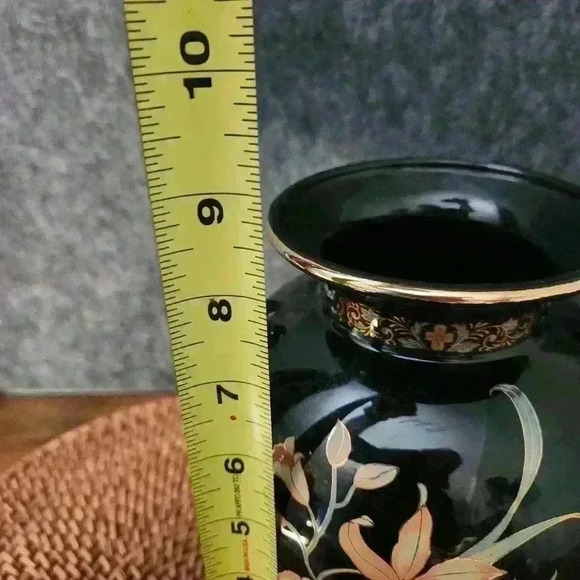 Fine China Vase Narcissus Lily of the Valley Black Gold Accent Two Handle Japan - Picture 10 of 10